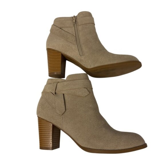 ZBY Brown Suede Ankle Booties Women’s 8.5 | Chunky Heel - Picture 3 of 11